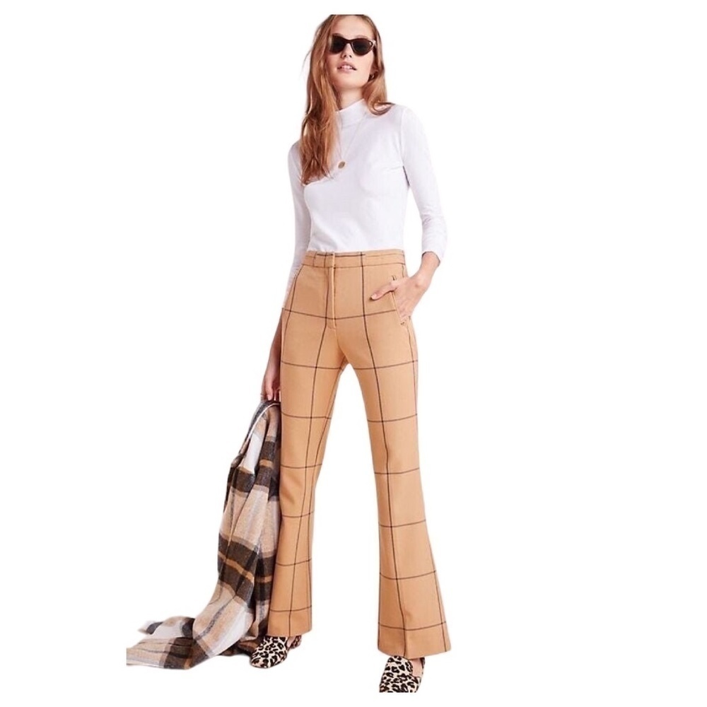 Anthropologie Sable Windowpane Trouser Pant SZ 0 NEW NWT - Picture 2 of 7